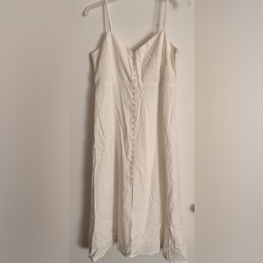 Ivory Spaghetti-Strap Button-Front Midi Dress NWT - image 2